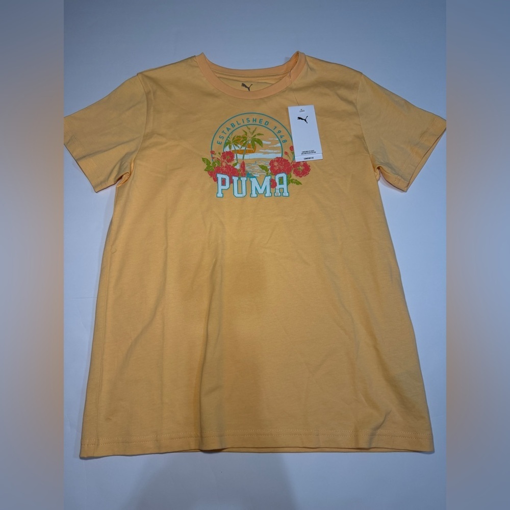 Puma Yellow Graphic Tropical Logo Tee